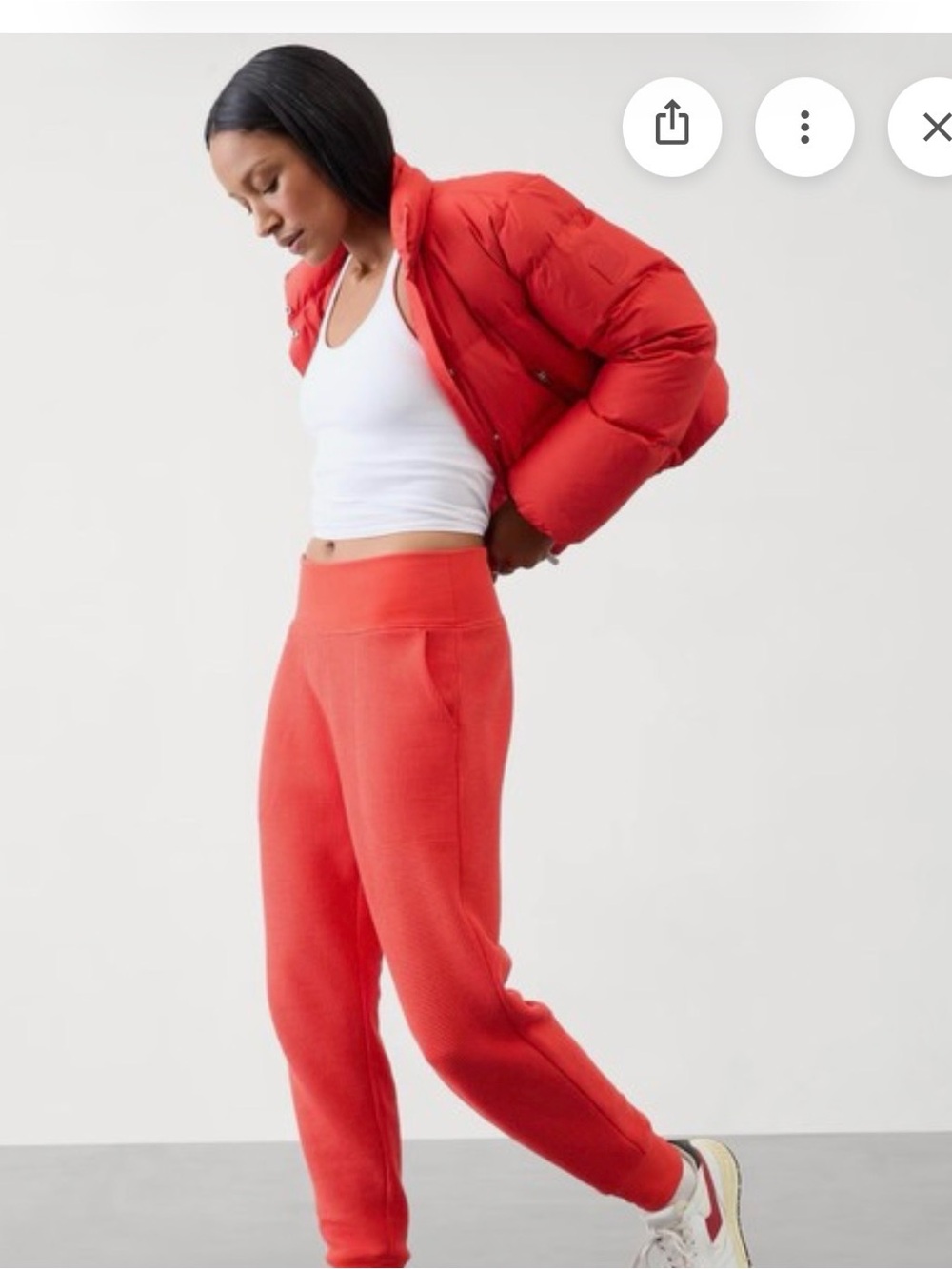 Athleta Coral-Red High-Rise Jogger Pants